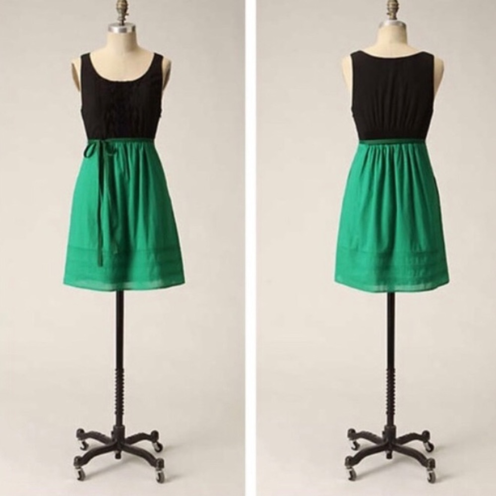 Maeve green black dress, 6